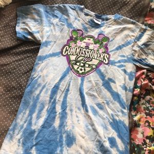 Blue tie dye soccer tournament tshirt